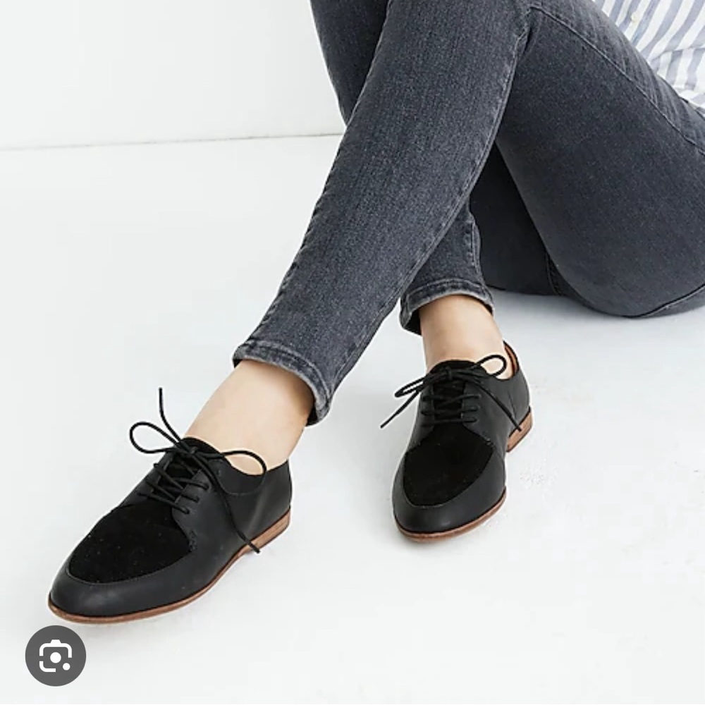MADEWELL black suede Alex Oxford place up shoe